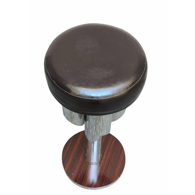 Mid-Century Modern Tall Chrome and Leather Bar Stool, Italy, 1970s For Sale - Image 3 of 6