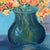 Floral Still Life Original Oil Painting in Silvered Aqua Frame For Sale In Dallas - Image 6 of 7