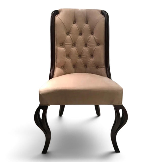 Elevate your dining room with this striking set of six brand-new dining chairs, beautifully blending classic elegance with...
