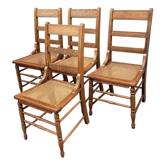 Victorian Ladderback Dining Chairs, Set of Four For Sale