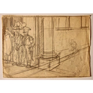Gabriele Galantara, Security Staff, 1905, Pencil on Paper For Sale