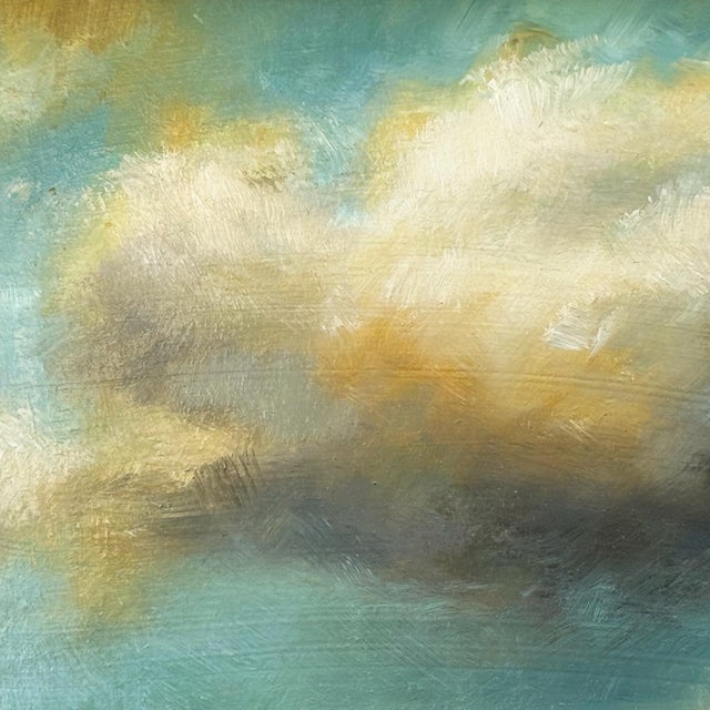 Contemporary Contemporary Plein Air Cloud Oil Painting in Whitewashed Gold Frame For Sale - Image 3 of 6