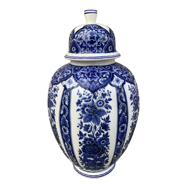 Ardalt Blue Delfia Blue & White Porcelain Ginger Jar For Sale