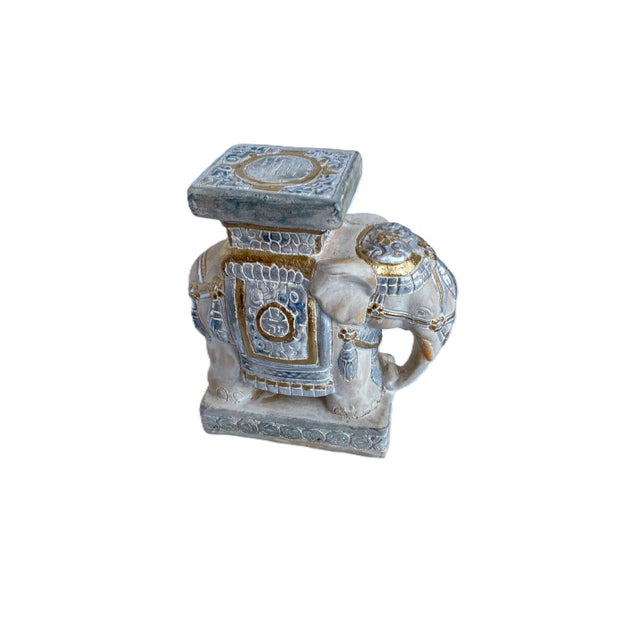 Vintage Hollywood Regency Style Asian Terracotta Elephant Plant Stand Statue For Sale - Image 10 of 10