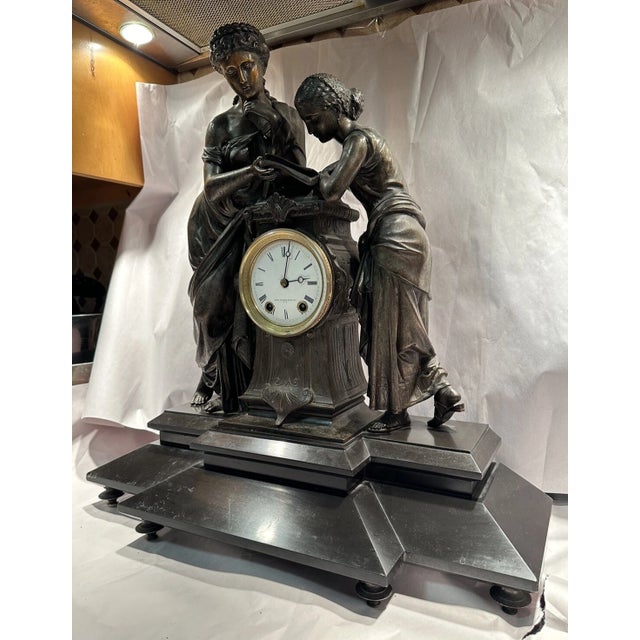 Black 19th Century Seth Thomas & Sons Figural Mantel Clock Model No. 8034 For Sale - Image 8 of 13
