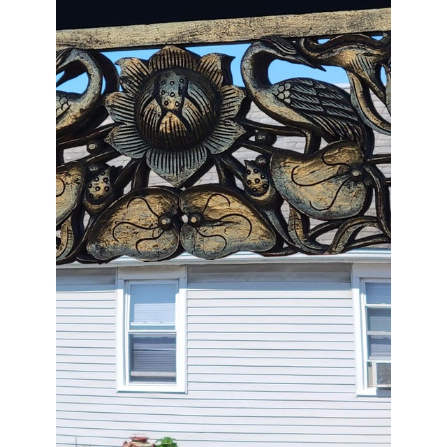 French 1950 Heavily Carved Hollywood Chinese With Birds Mirror New Glass. For Sale - Image 3 of 16