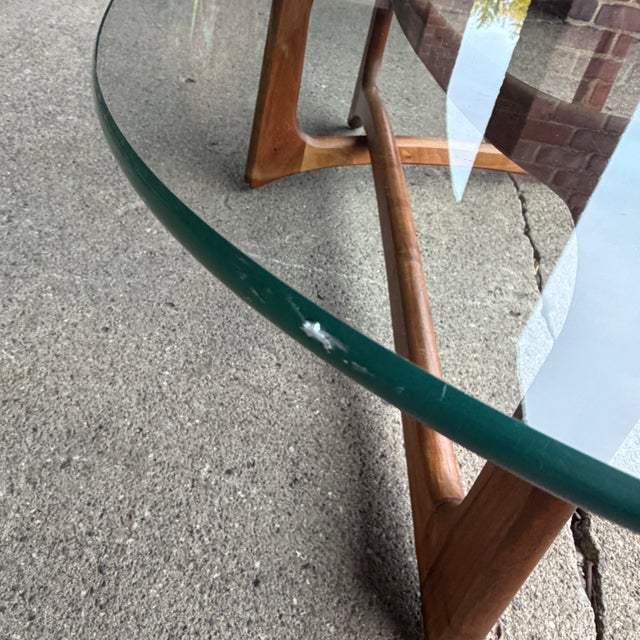 Mid 20th Century Adrian Pearsall for Craft Associates Curved Coffee Table Glass and Walnut For Sale - Image 5 of 12