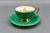 Mid-Century Modern Anysley j.a. Bailey Signed Vintage Pink Cabbage Rose Green Gold Tea Cup & Saucer For Sale - Image 3 of 12