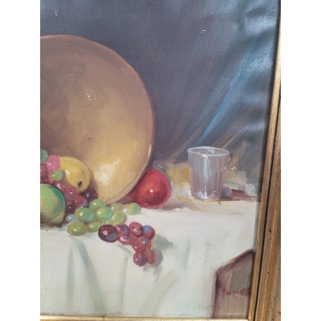 1900 - 1909 Antique Fruit Still Life Painting, Oil on Canvas, Red Apples, Gold Frame For Sale - Image 5 of 10