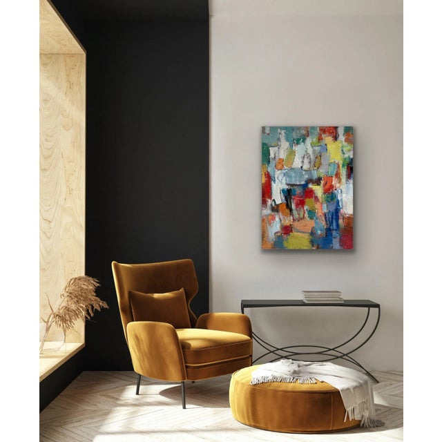 Blue Contemporary Abstract Original Oil Painting For Sale - Image 8 of 12