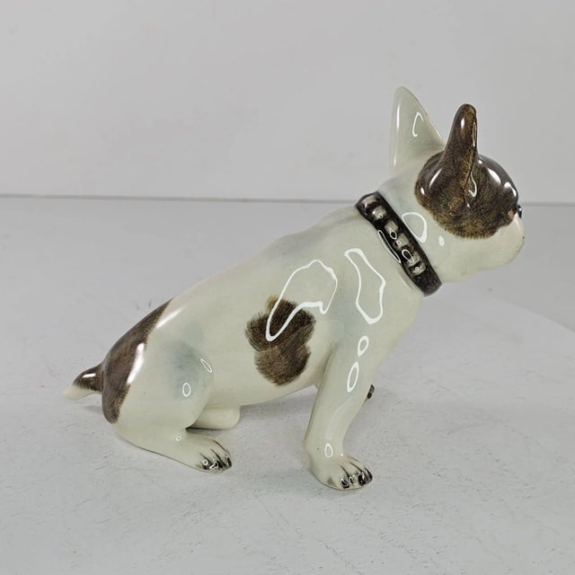 1940s Vintage Gort Bone China French Bulldog Figurine Sitting For Sale - Image 4 of 7