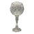 Vintage Polish 24% Lead Crystal Candle Holder Goblet Hand Cut Diamond Pattern 9" For Sale