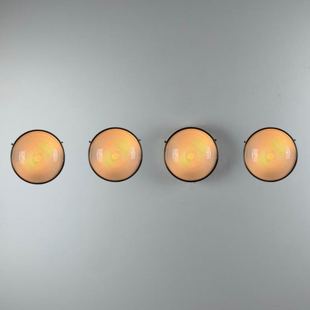An exceptional set of four "Sigma" ceiling or wall lights designed by Sergio Mazza for Artemide in the 1960s, among the...