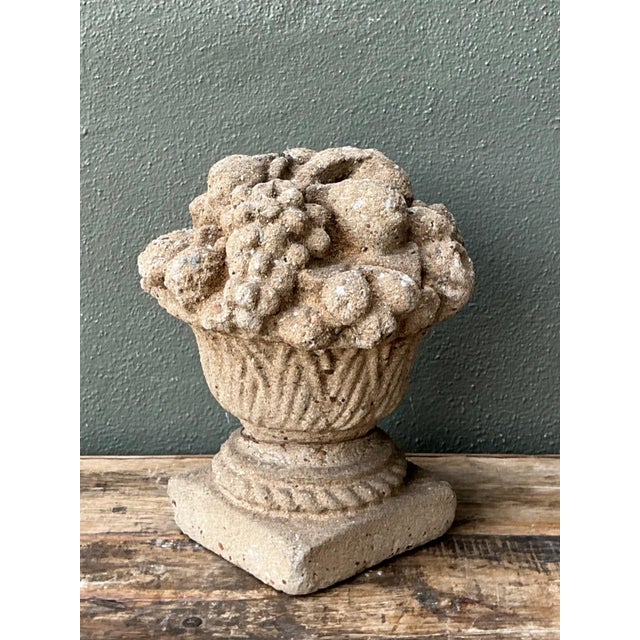 Vintage Concrete Fruit Basket Sculpture For Sale - Image 14 of 18