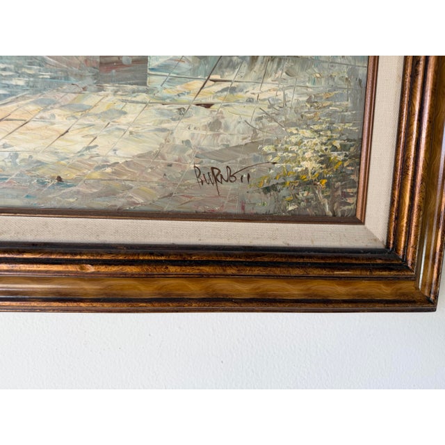 Vintage Caroline Burnett Impressionist European Coastal Landscape Oil on Canvas Painting, Framed For Sale - Image 10 of 11