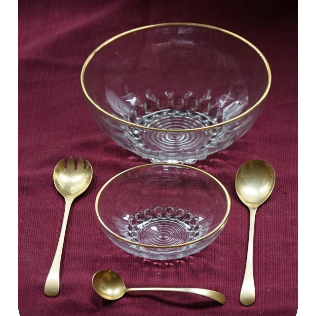 Mid-Century Modern 1950s Formal Glass Dessert Set With Gold Rims- 11 Pieces For Sale - Image 3 of 6