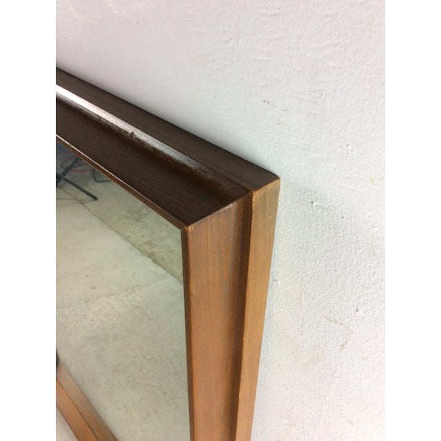 Mid Century Modern Wall Rectangular Wall Mirror With Beveled Walnut Frame For Sale In Philadelphia - Image 6 of 12