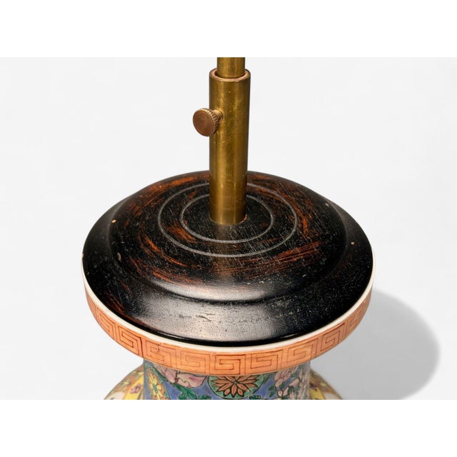 Famille Rose, Large Chinese Table Lamps, Porcelian, Rosewood, China, 19th C. For Sale - Image 11 of 13