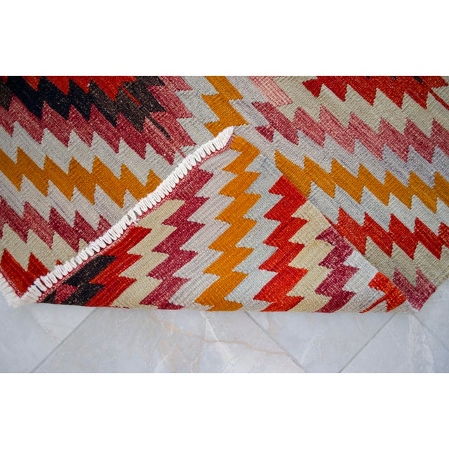 Turkish Hand Made Barak Kilim Area Rug Diamond Design - 5′10″ × 9′6″ For Sale - Image 10 of 14