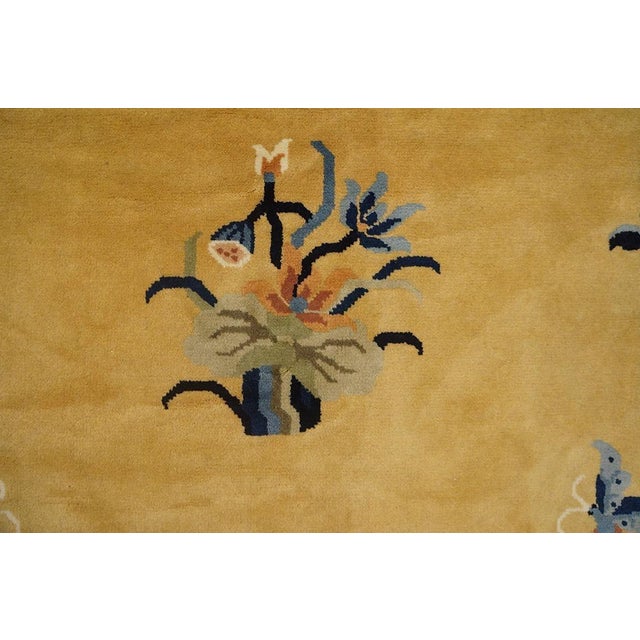 Light Yellow Excellent Light Yellow and Blue Color With Special Florid Design Vintage Chinese Peking Rug For Sale - Image 8 of 8