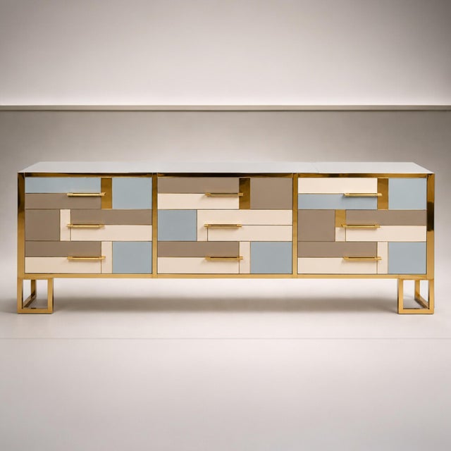 Italian Sideboard with Glass and Brass from Justfurnituress SRL For Sale - Image 9 of 11