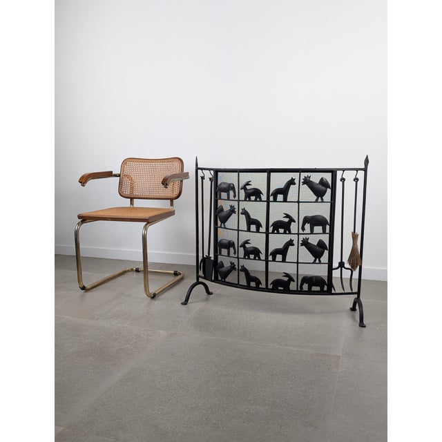 Mid-Century Modern Wrought Iron Fire Screen from Atelier Marolles, France, 1950s For Sale - Image 3 of 13