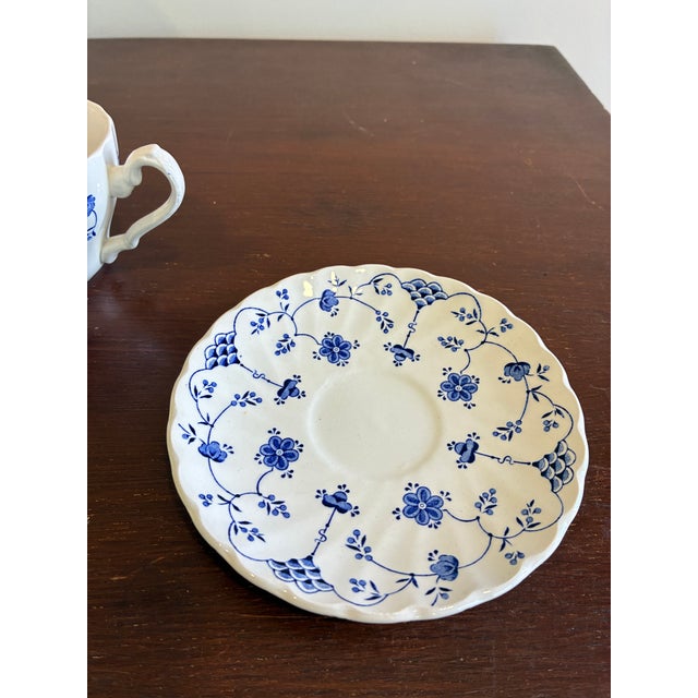 Late 20th Century Myott Finlandia Blue & White Teacup and Saucer For Sale - Image 10 of 10