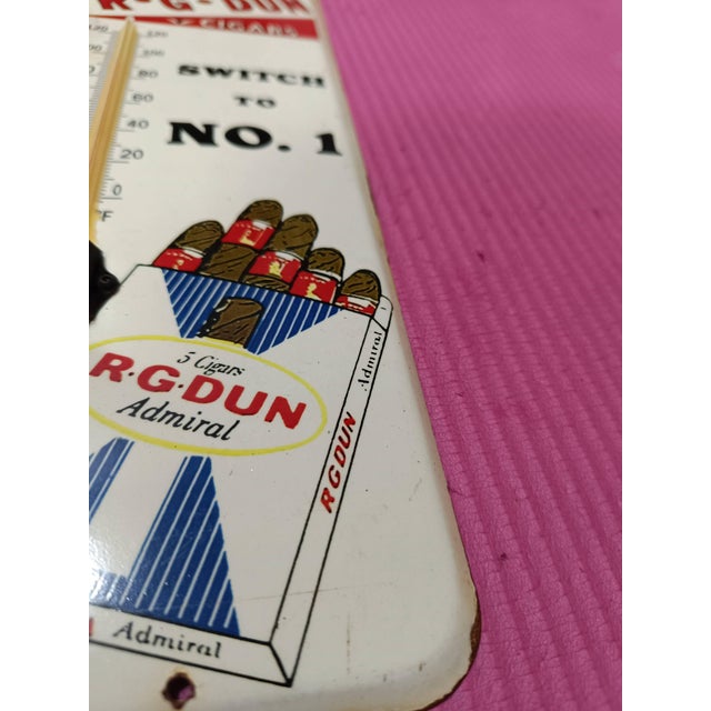 Premium Vintage Style r.g. Dun Cigars Advertising Thermometer Sign For Sale - Image 6 of 10