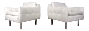 Mid-Century Modern Vinyl Lounge Chairs - a Pair