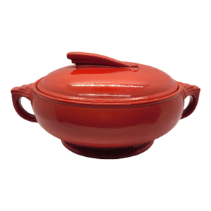 Vintage Red Hall Pottery Art Deco Sundial Covered Casserole Dish