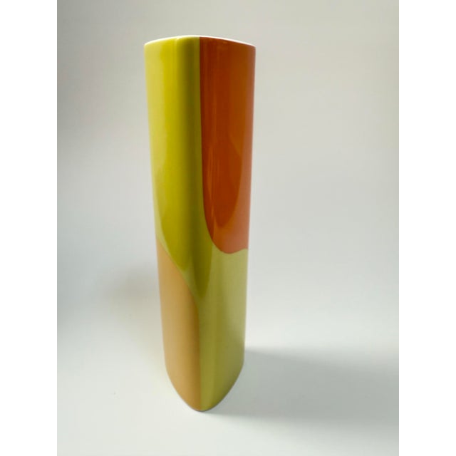 Fantastic rare pop art porcelain vase made by Rosenthal as part of their Studio Line. A triangular column, adorned in...