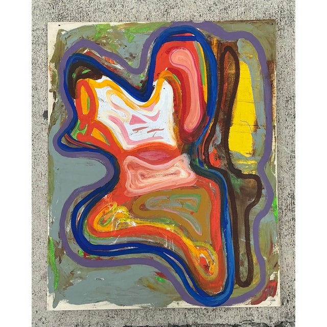 Vintage Abstract Original Oil Painting on Canvas For Sale - Image 4 of 12