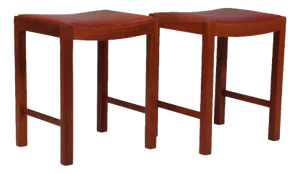 Danish Cabinetmaker Stools in Mahogany and Patinated Niger Leather, 1940, Set of 2