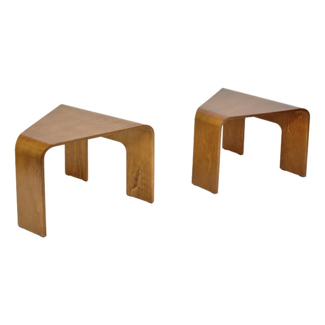 Vintage Bent Wood Corner Tables by Ekornes Stressless Set of 2