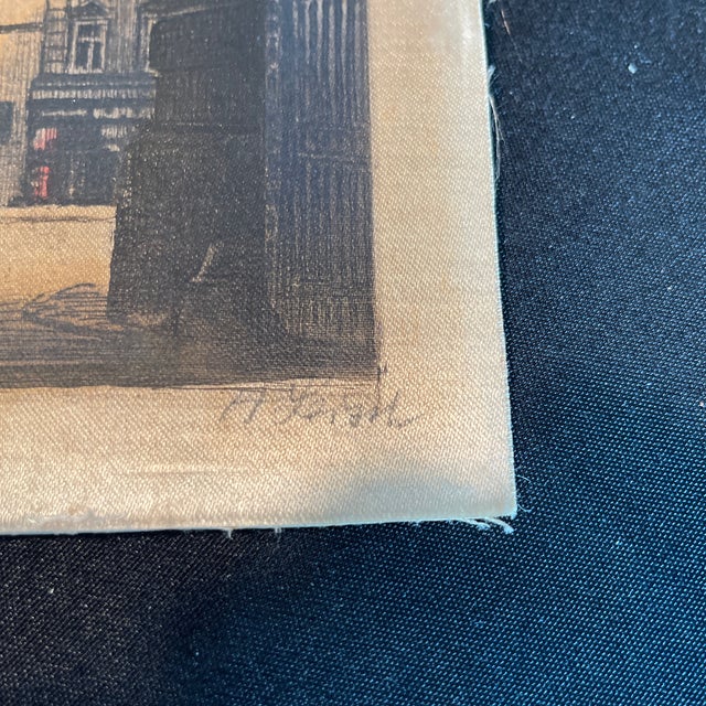 1950s 1950s Two Austrian Etching on Silk, Hans Leisch Artist Signed, Cast Iron Gate of the Hofburg Square, Vienna Austria For Sale - Image 5 of 8
