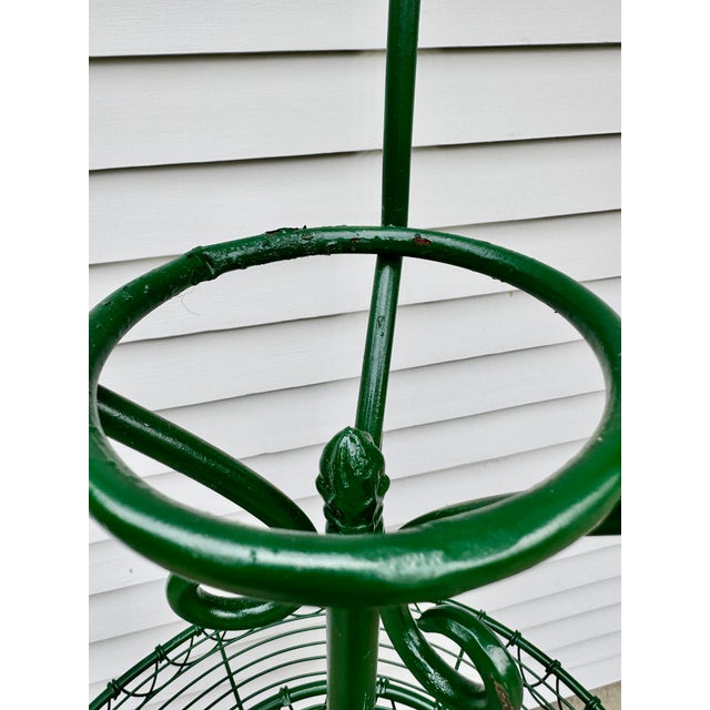 Metal Three-Tier Circular Wire and Wrought Iron Plant Stand, Mid 20th Century For Sale - Image 7 of 16