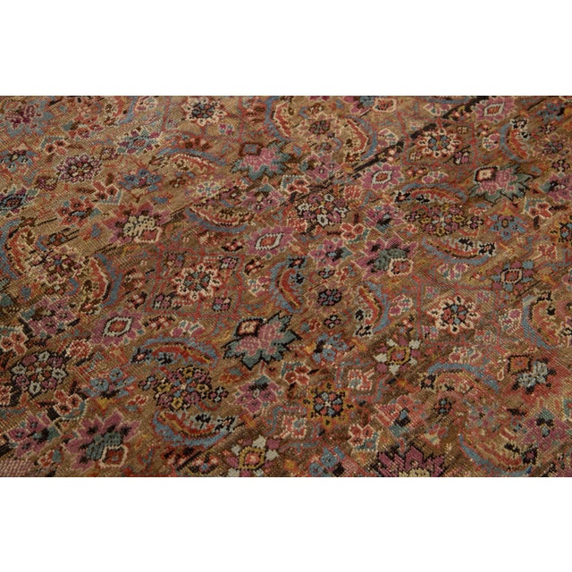 Late 19th Century 7 X 15 Antique Bakshaeish Persian Wool Rug in Brown With Allover Floral Design For Sale - Image 5 of 10