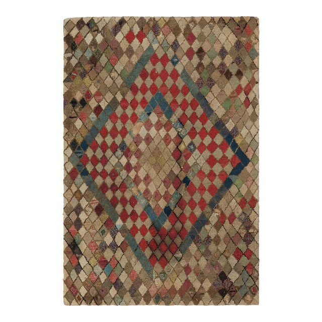 Antique Hooked Rug With Geometric Medallions and Patterns From Rug & Kilim For Sale