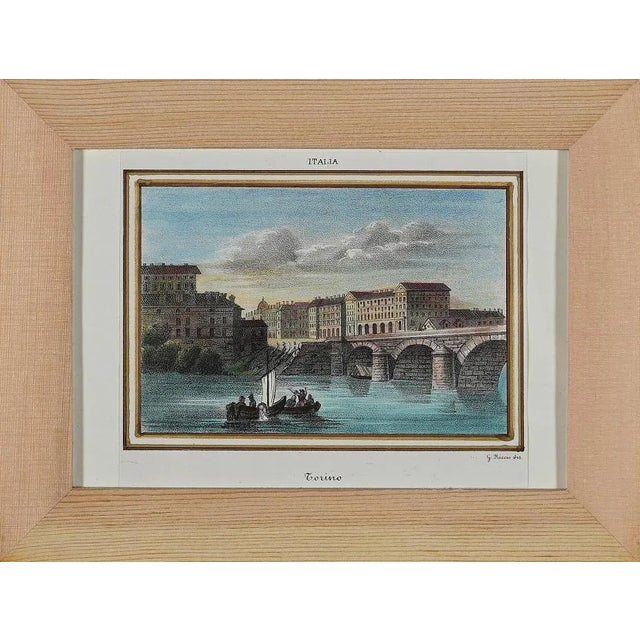 View of Turin, Lithograph, Mid-19th Century, Framed For Sale