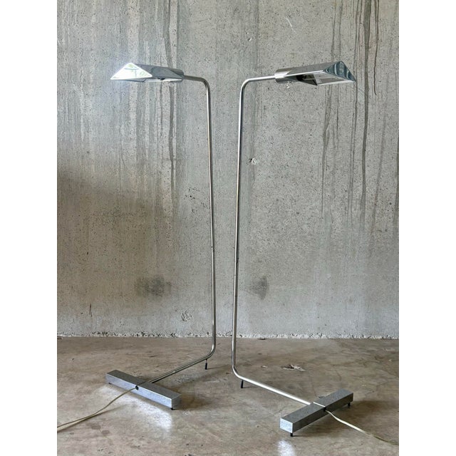 Cedric Hartman Mid 20th Century Cedric Hartman Model 1uwv Chrome Adjustable Floor Lamps - a Pair For Sale - Image 4 of 11