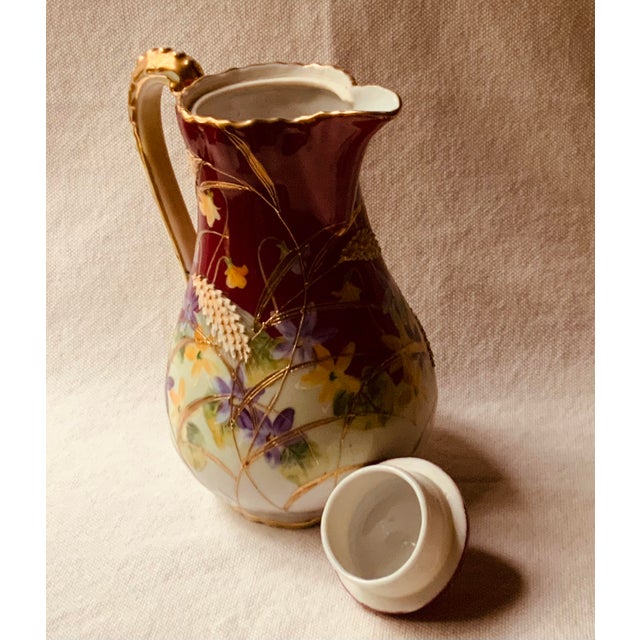 Burgundy Antique Japanese Nippon Porcelain Chocolate Set - 13 Pieces For Sale - Image 8 of 12