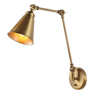 Kensley Swing Metal Shade Wall Sconce in Brass For Sale