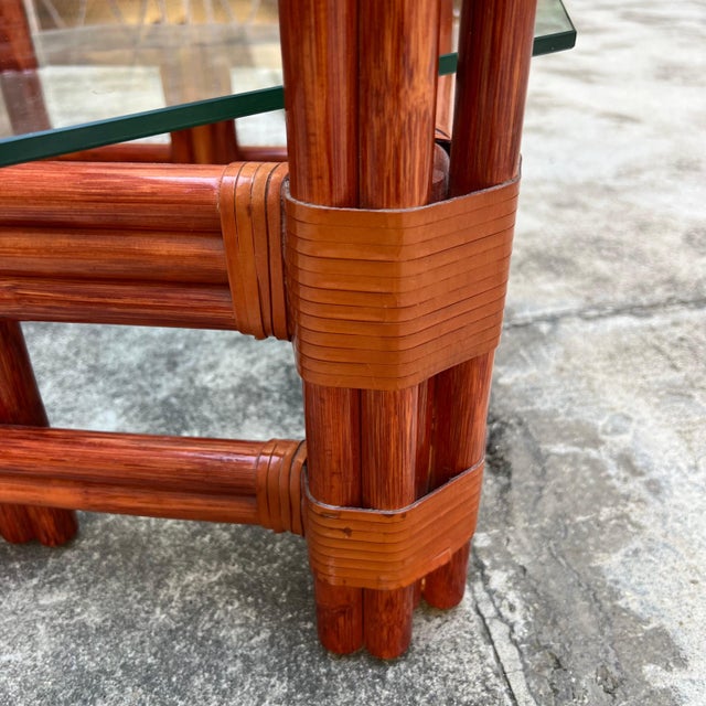 Bamboo and Glass Double-Shelf Coffee Table, 1980s For Sale - Image 8 of 13