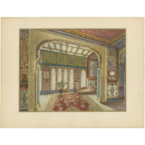 French Artist, Oriental Splendours: Two Historic Interior Views from Fin-de-Siècle, 1900s, Print For Sale - Image 3 of 10