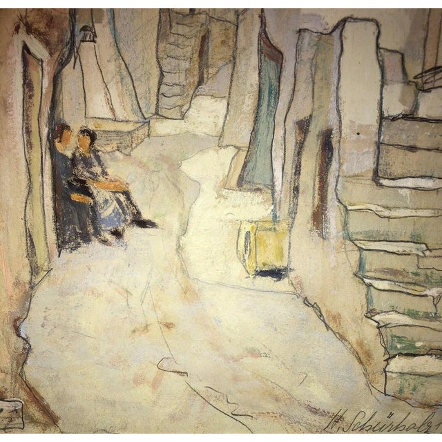Schürholz Hans, Baška Street View KRK Street Dalmatia Croatia, 1930, Oil on Canvas For Sale - Image 11 of 13