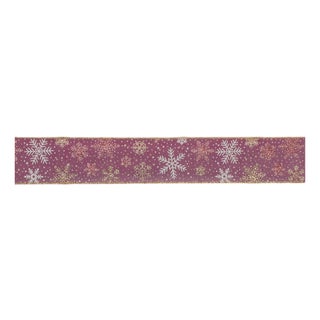Mauve and Glitter Snowflake Wired Ribbon 2.5" x 10yds. For Sale
