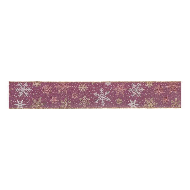Mauve and Glitter Snowflake Wired Ribbon 2.5" x 10yds. For Sale