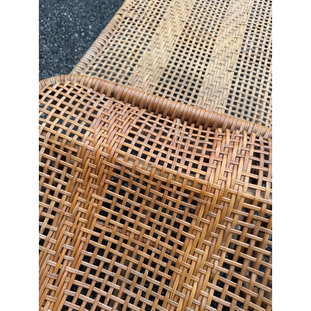 Brown Vintage Rattan Reclining Lounge Chair With Pull-Out Ottoman For Sale - Image 8 of 11