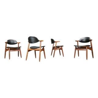 Vintage Cowhorn Dining Chairs by Tijsseling Meubelfabriek for Hulmefa, 1960s, Set of 4 For Sale