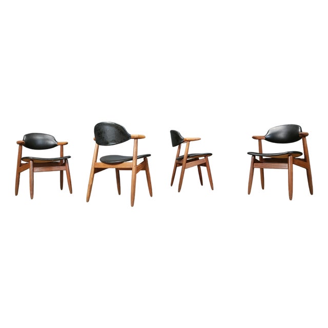Vintage Cowhorn Dining Chairs by Tijsseling Meubelfabriek for Hulmefa, 1960s, Set of 4 For Sale